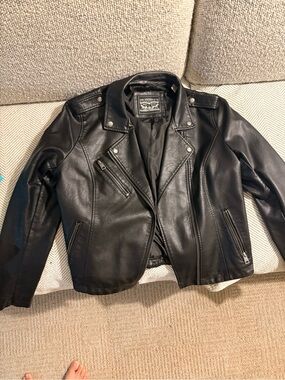 Levi's Black Faux Leather Moto Jacket - Women's